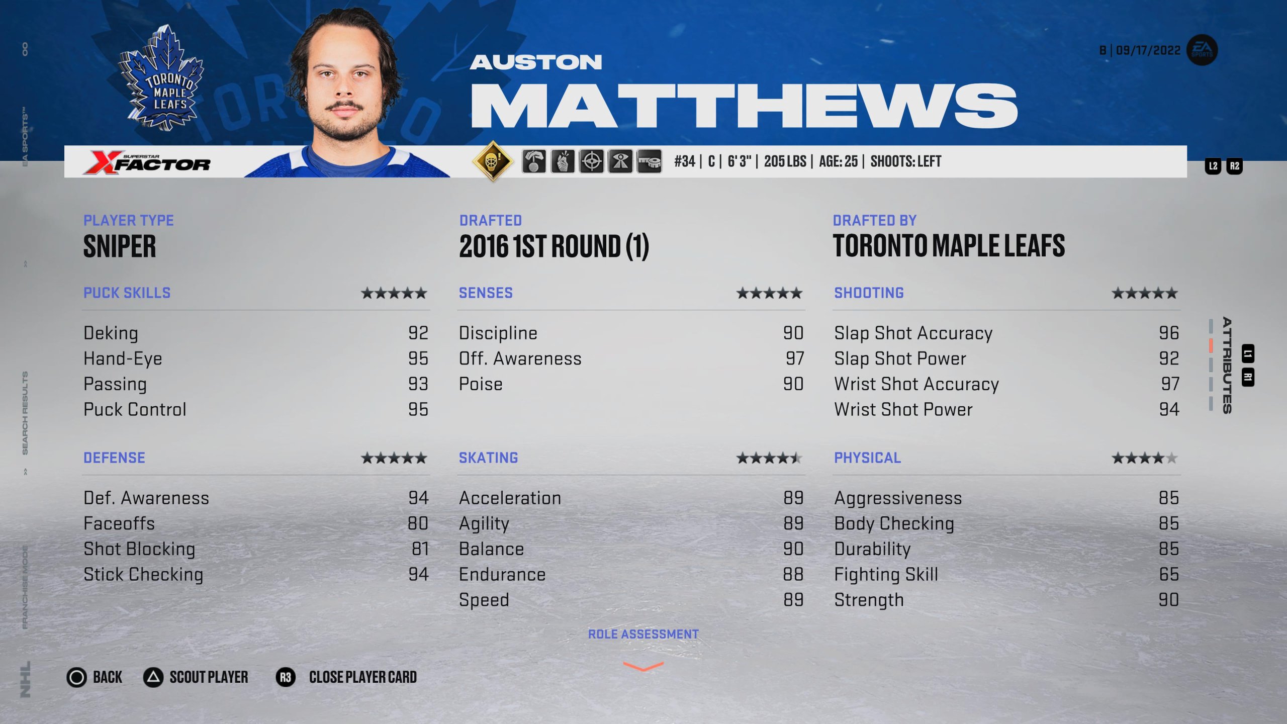 Auston Matthews - NHL 23 で最高のセンターの 1 つ。