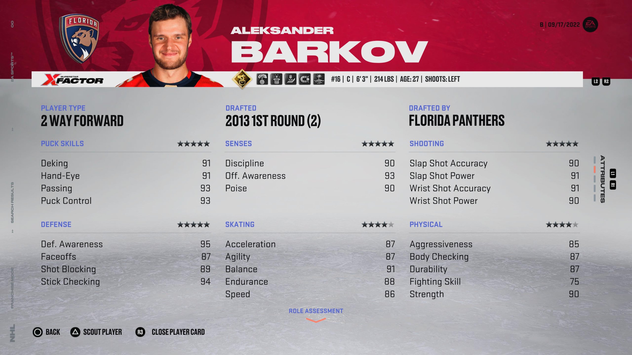 Aleksander Barkov - NHL 23 で見られる最高のセンターの 1 つ