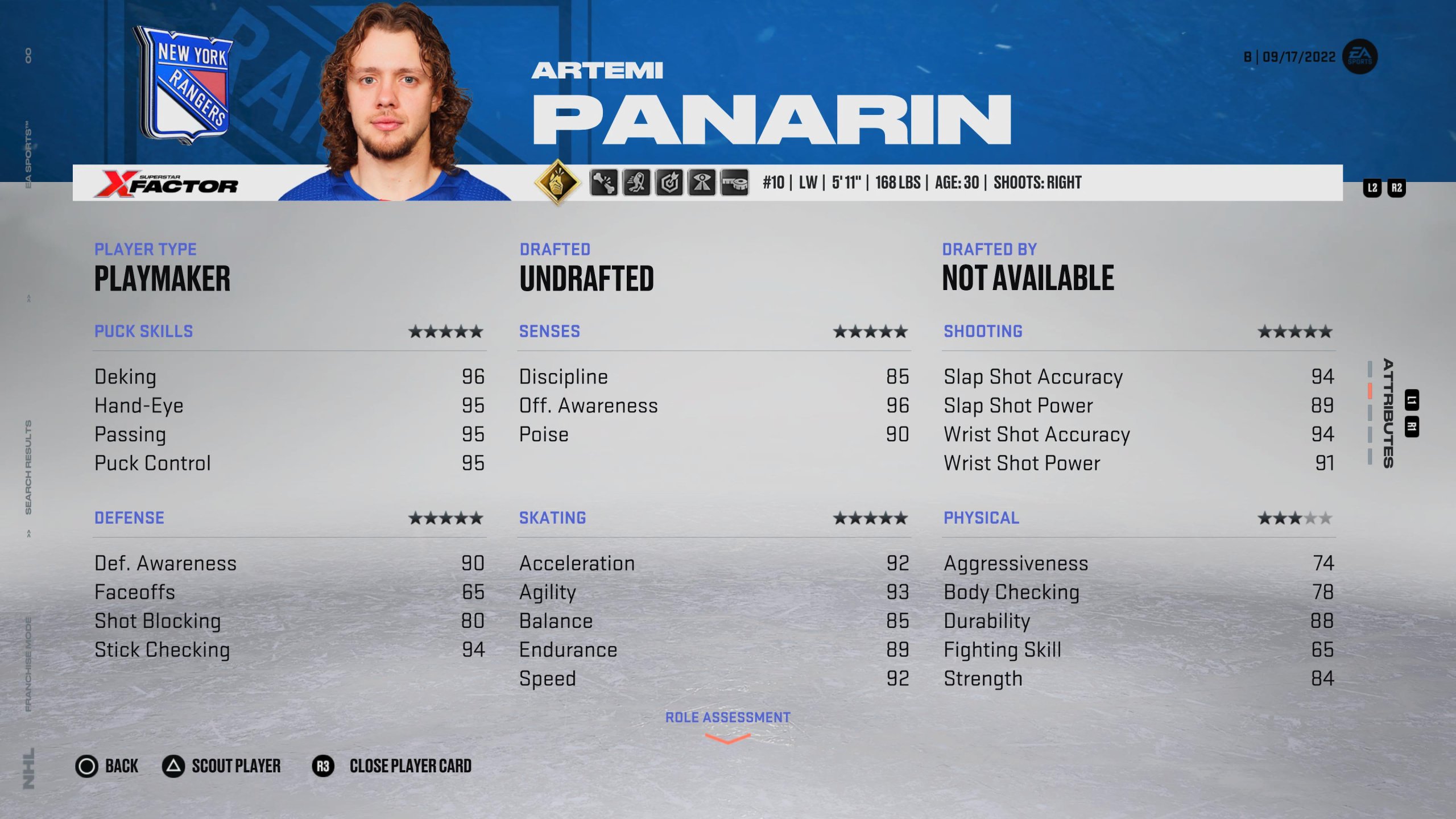 Artemi Panarin - NHL 23 で最高のプレーメーカーのアーキタイプの 1 つ。