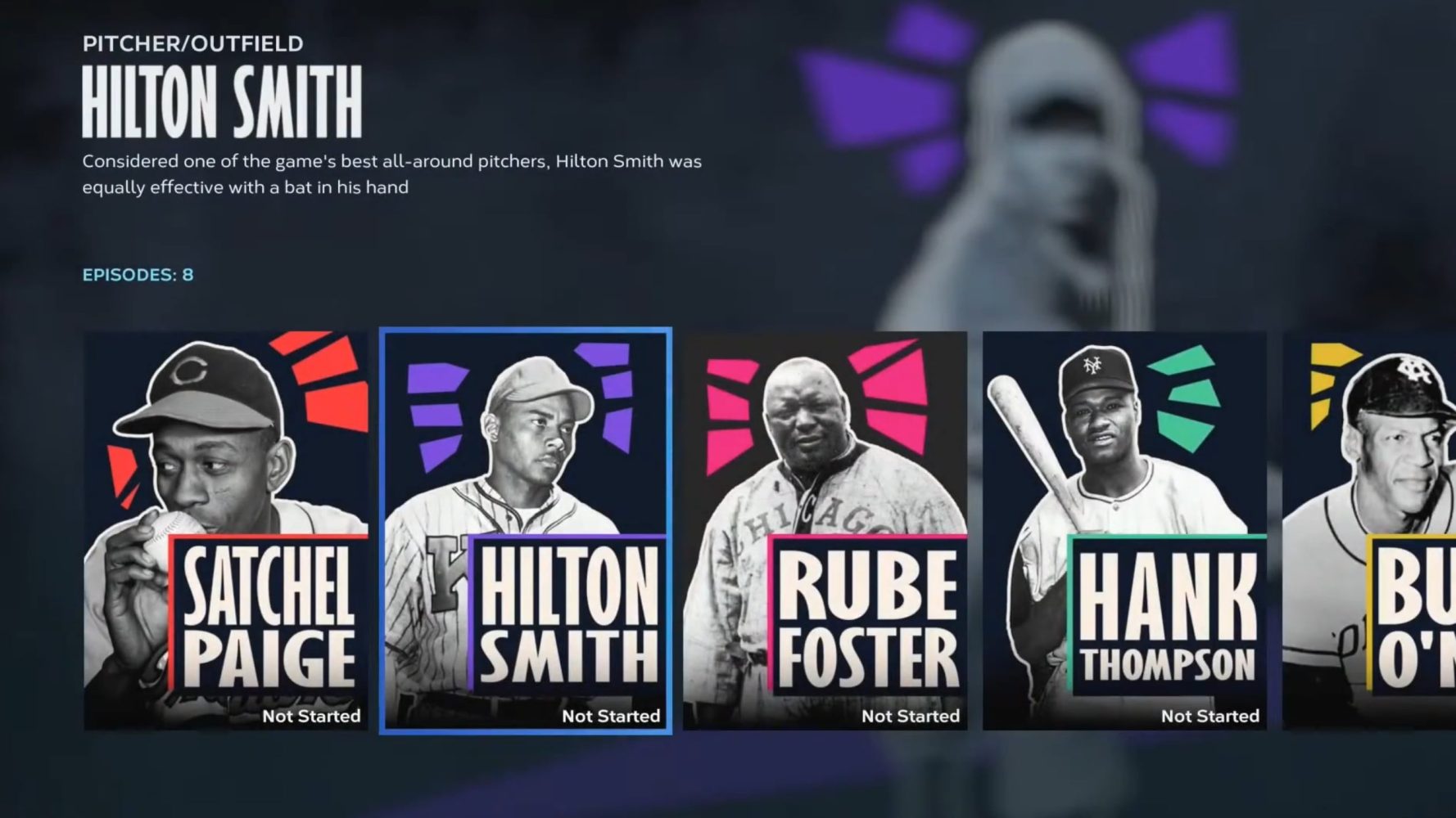 The MLB The Show 23 Negro Leagues ストーリーライン メニュー