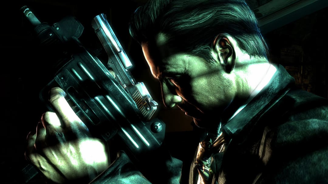 ゲームのスクリーンショットMax Payne 3は、急増した照明で2つの銃を振るう最大値を示しています