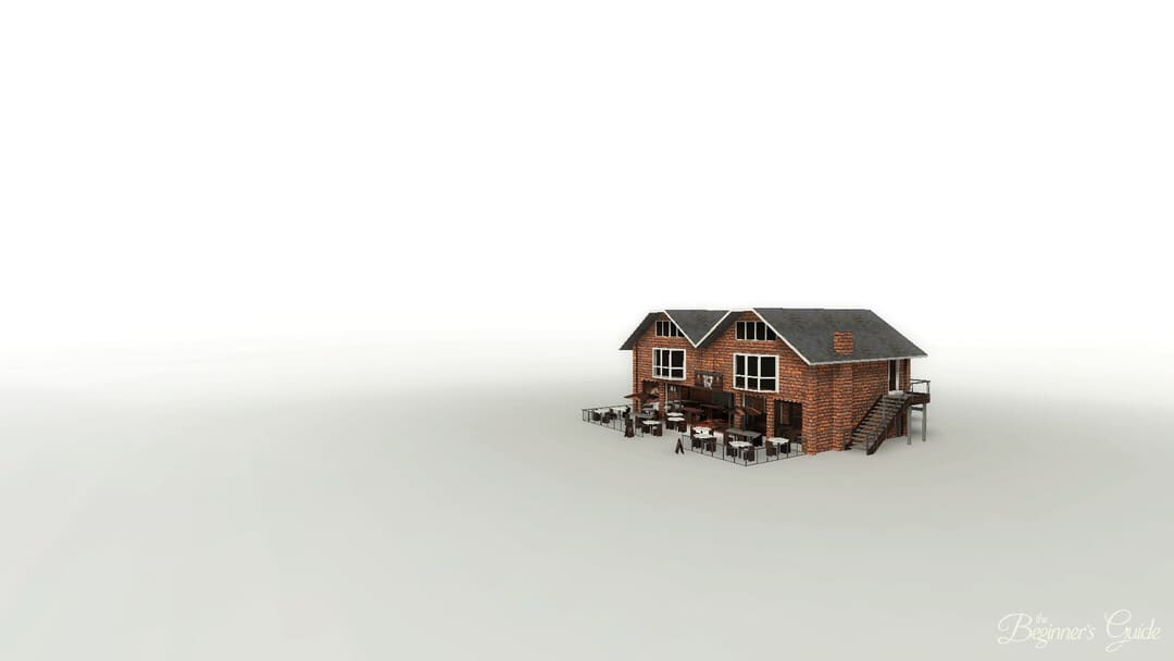 ゲームのスクリーンショットThe初心者のガイド。空の白い隙間のある家を見せます。