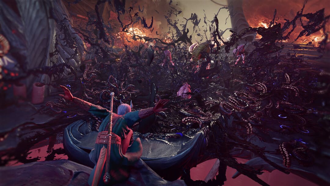 タコのようなモンスターに打撃を与えるキャラクターを示すゲームバルドゥールのゲート3のスクリーンショット